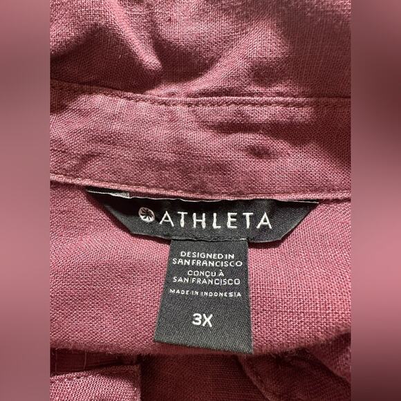 ATHLETA TAWNY ROSE PLAYA LINEN SHIRT BLOUSE Size 3X - Picture 4 of 8
